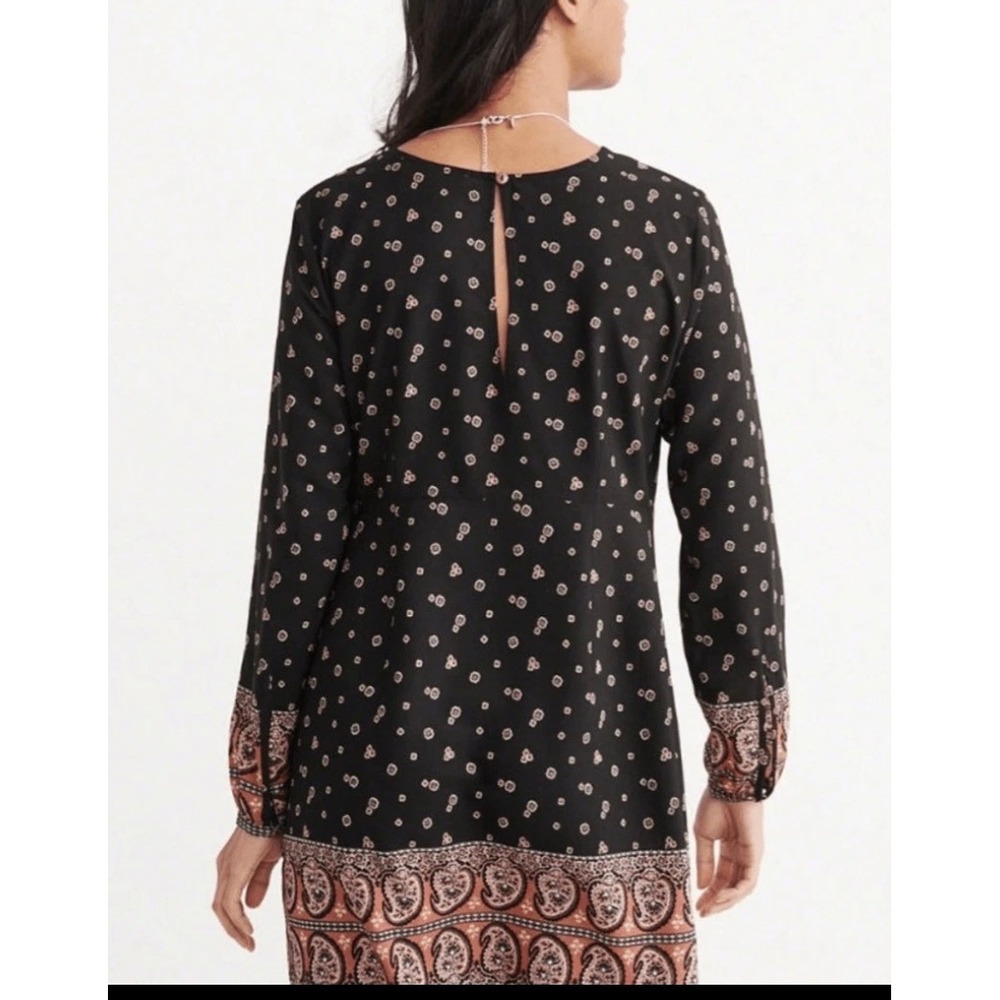 Abercrombie & Fitch Women's Paisley Long Sleeved Keyhole Dress Size Med - Picture 4 of 16